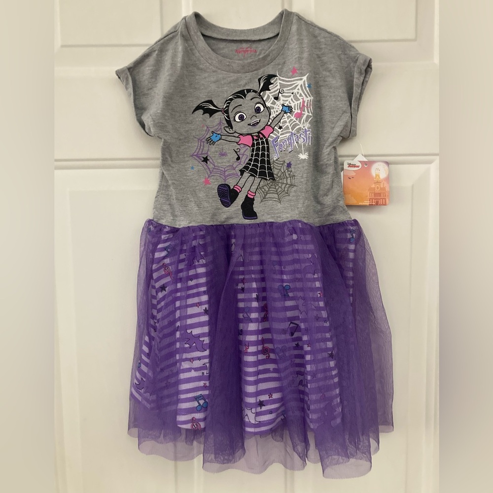 🎶💜🖤🩶Disney Vampirina Gray Dress with Purple tulle overlay
